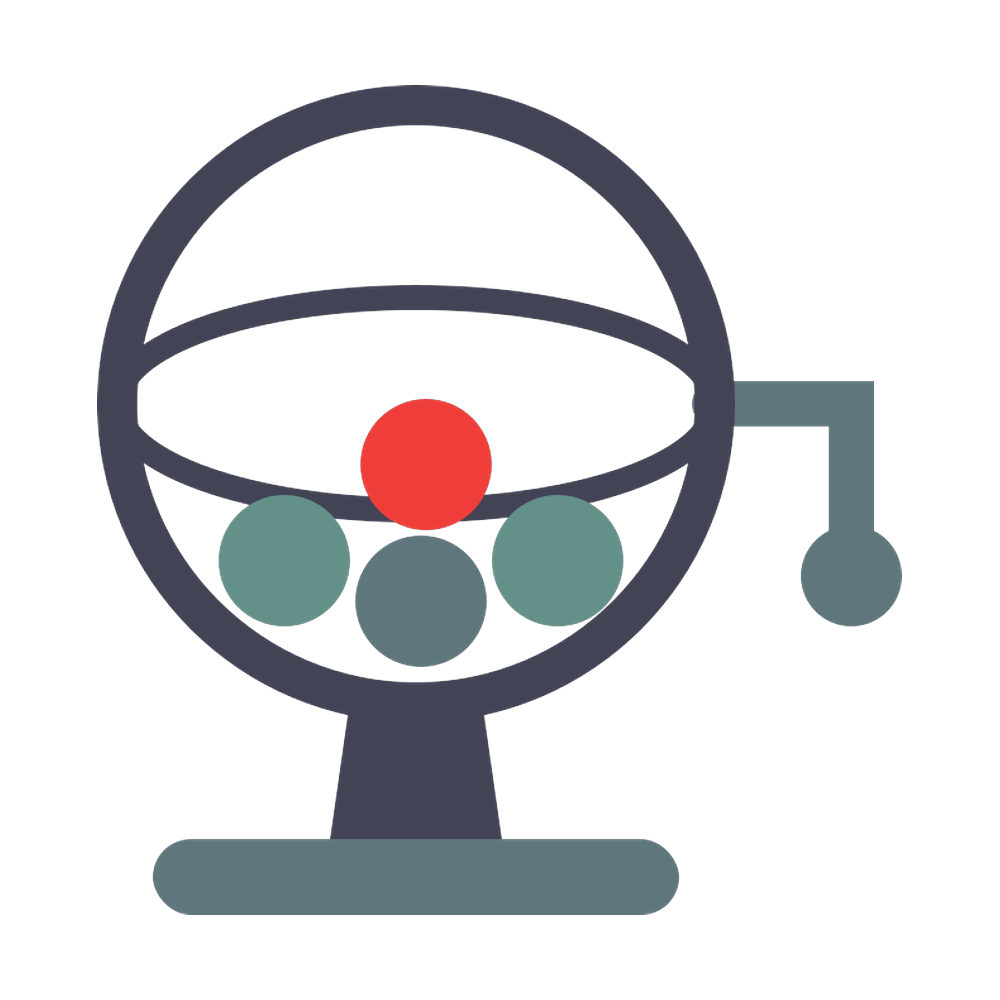 Stylized tabletop game spinner with red and green balls in a circular frame on a stand
