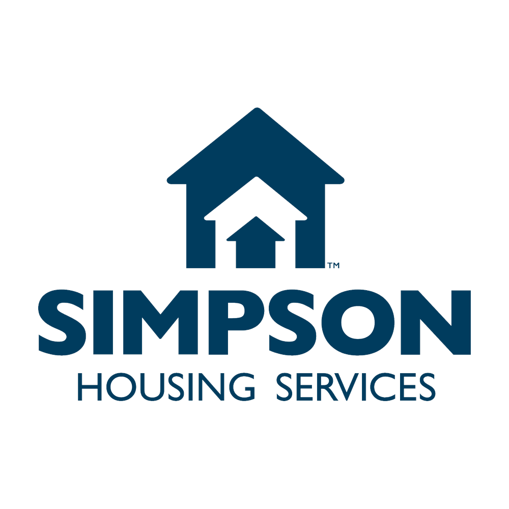 Simpson Housing Services logo with blue house icon and text on white background