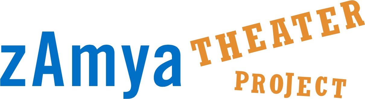 ZAmya Theater Project logo with blue and orange text on white background