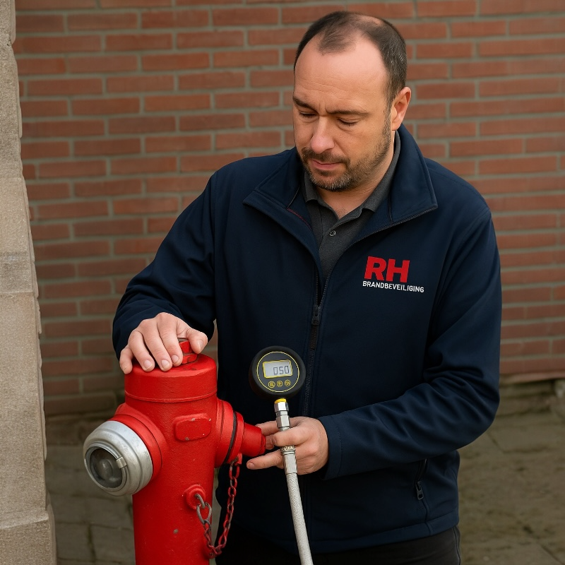 Brandkraan inspecteren en keuren door een servicemonteur van RH Brandbeveiliging