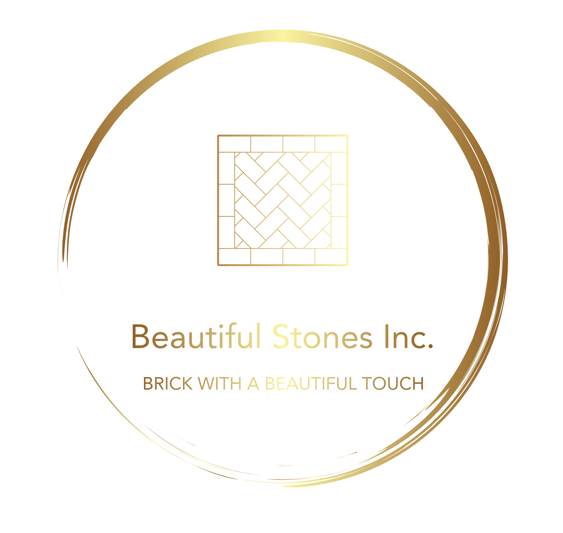 A logo for beautiful stones inc. brick with a beautiful touch.