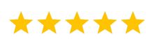 A row of five yellow stars on a white background.