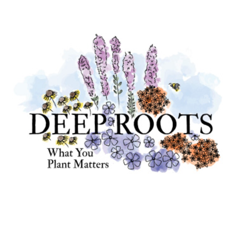 Logo with native wildflowers and black text