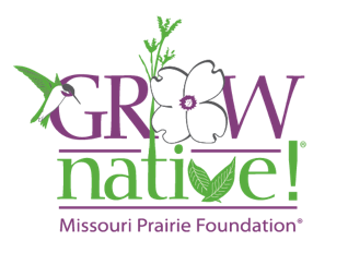 Grow Native green and purple logo that has wildlife on it