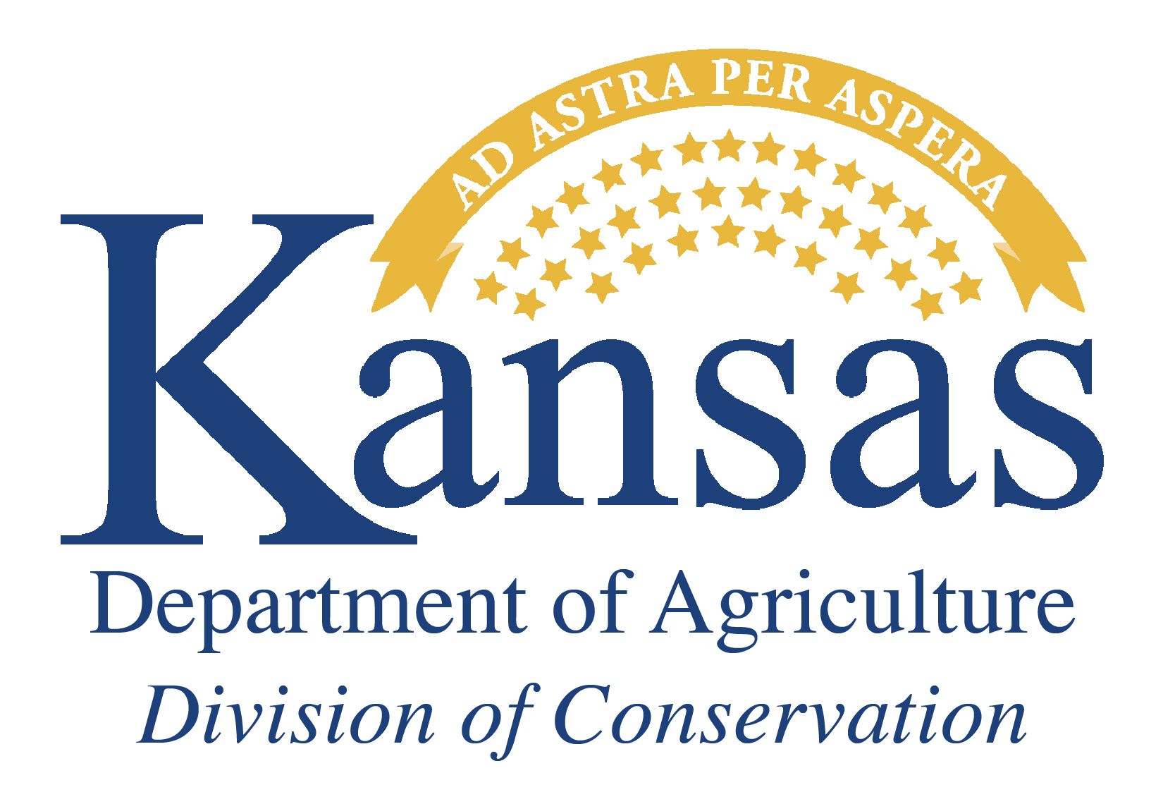 Kansas Department of Agriculture – Division of Conservation logo in blue and yellow