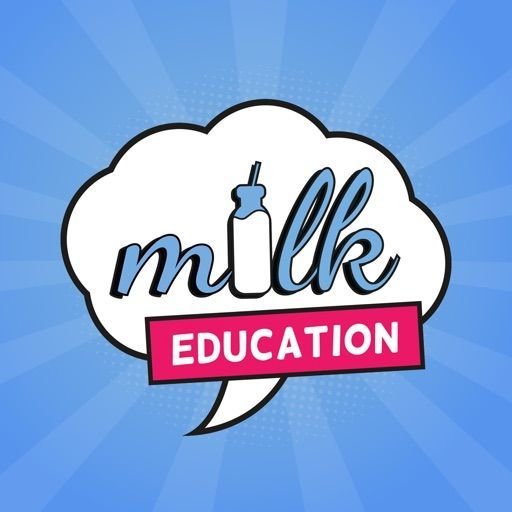 A speech bubble with the words milk education on it