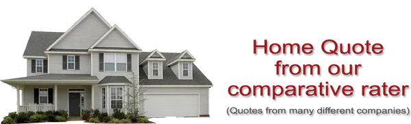 A home with a text overlay offering home insurance quotes from a comparative rater.