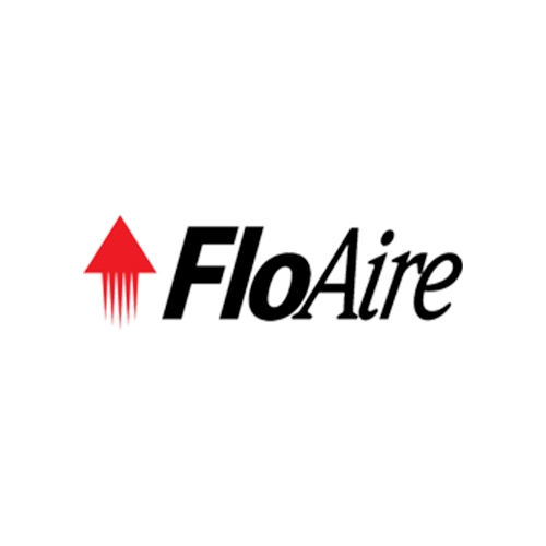 A logo for floaire with a red arrow pointing up.