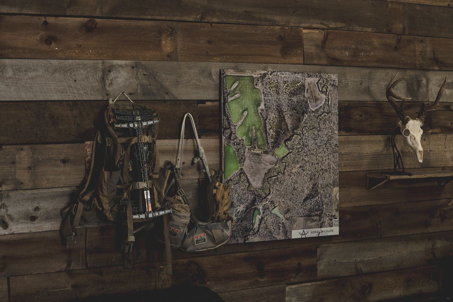 property map hanging in hunting cabin