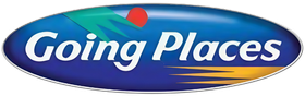 Going Places logo: Blue oval with white text and colorful accents.