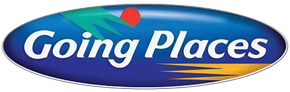 Going Places logo: Blue oval with white text and colorful accents.