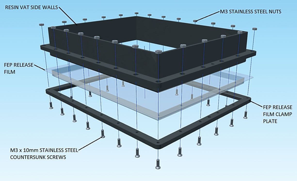 Resin Vat Diagram, exploded view.