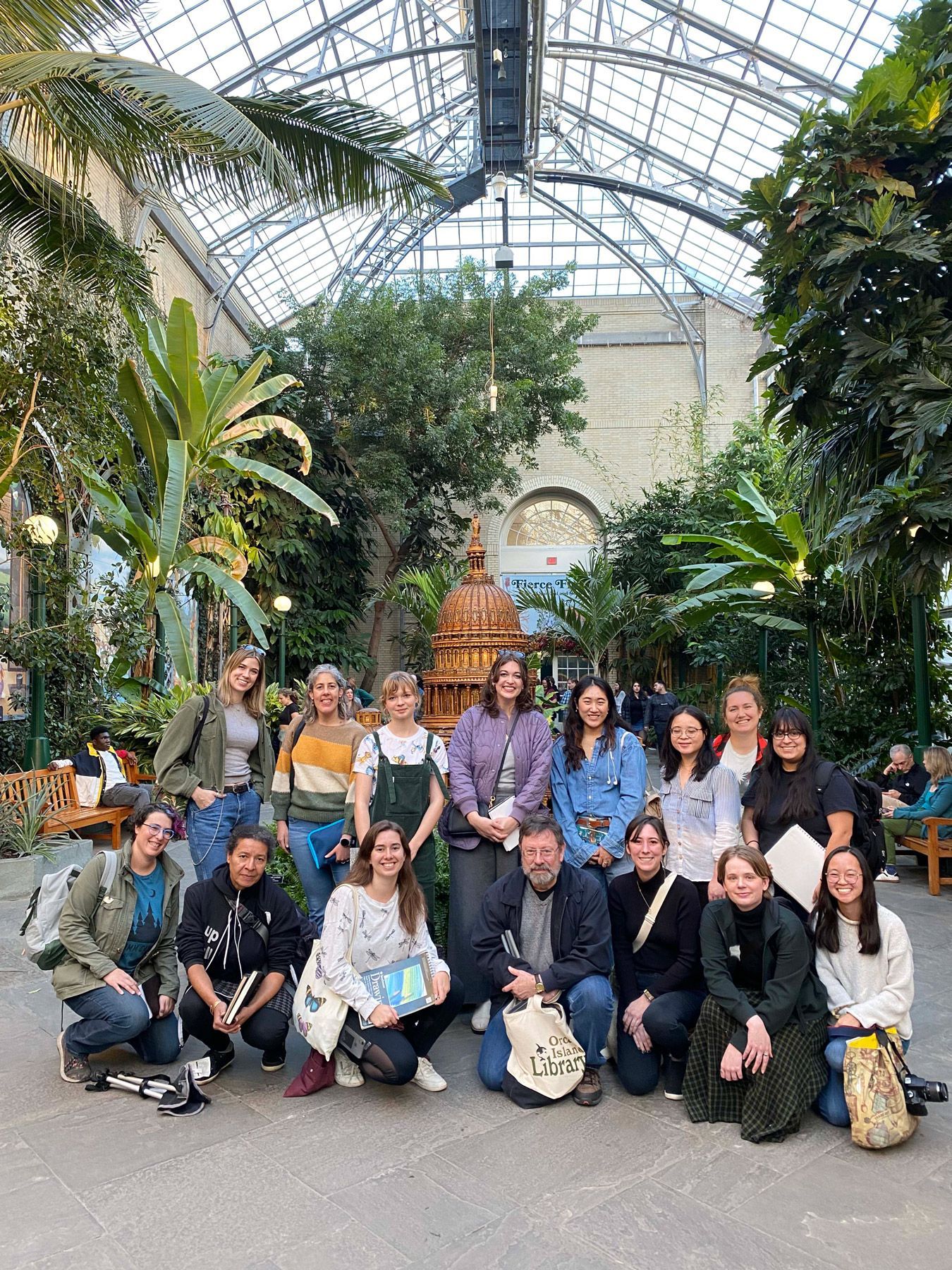 Sketching Group Photo in the main hall of the US Botanical Garden. Photo by Britt Griswold, and Liz Sisk.