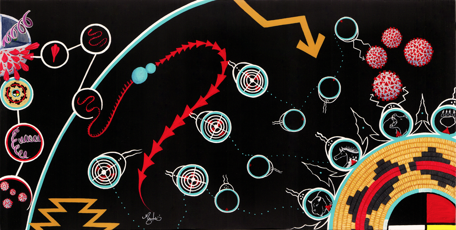 Figure 8: mRNA Vaccine. Acrylic on Canvas. 16 x 20 in. ©2021 Mallery Quetawki