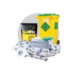 A Yellow Trash Can With A Green Lid And A Bag Of Spill Fix — Accidental Health & Safety NQ & Mt Isa In Townsville, QLD