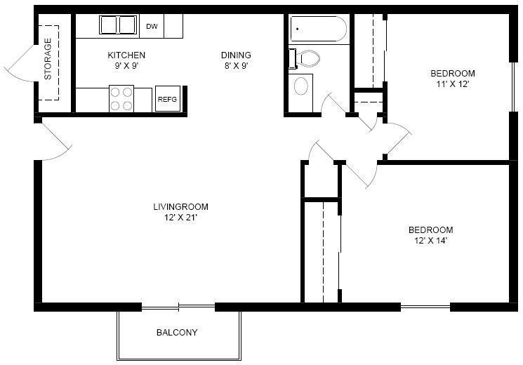 Two Bedroom With Carport — Manhattan, KS — Plaza West Apartments Two Bedroom With Carport — Manhattan, KS — Plaza West Apartments