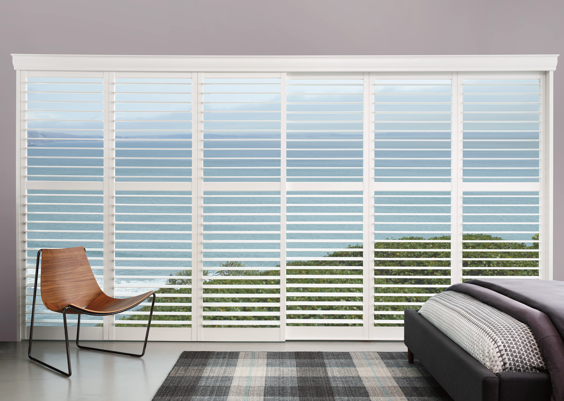 Hunter Douglas Palm Beach™ Polysatin™ Vinyl Shutters near a harbor city like Muskegon, MI