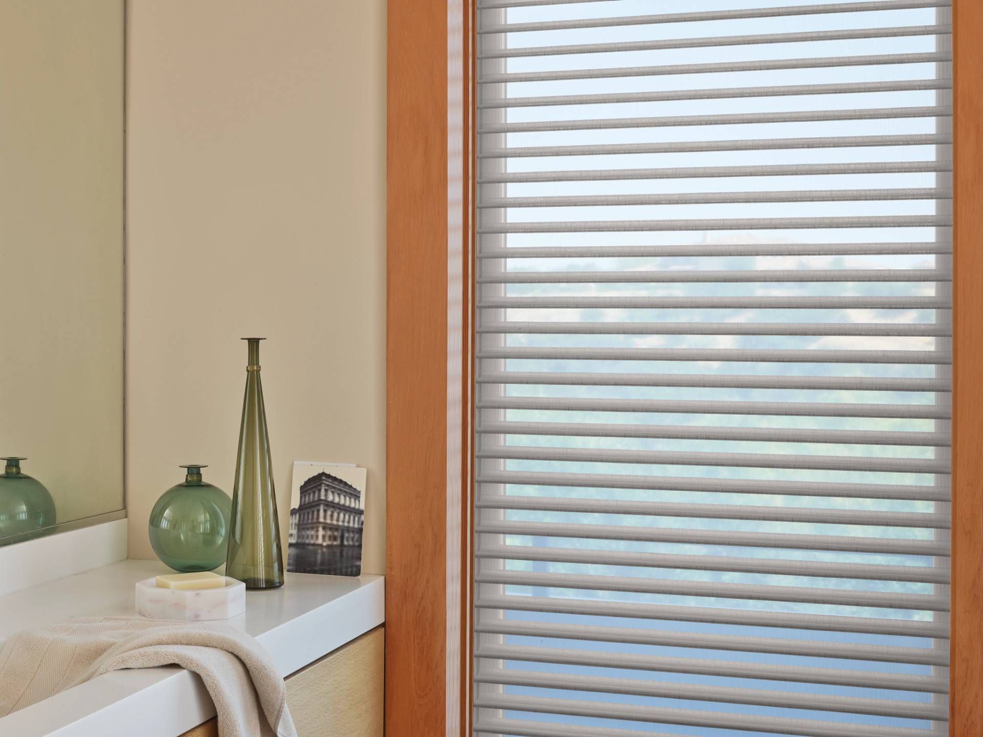 Hunter Douglas Silhouette® Sheer Shades in a bathroom near Grand Rapids, MI