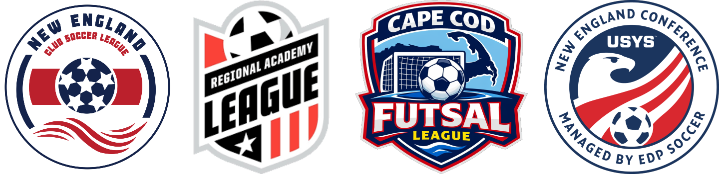Logos for Cape Cod, Massachusetts and New England based youth soccer leagues.