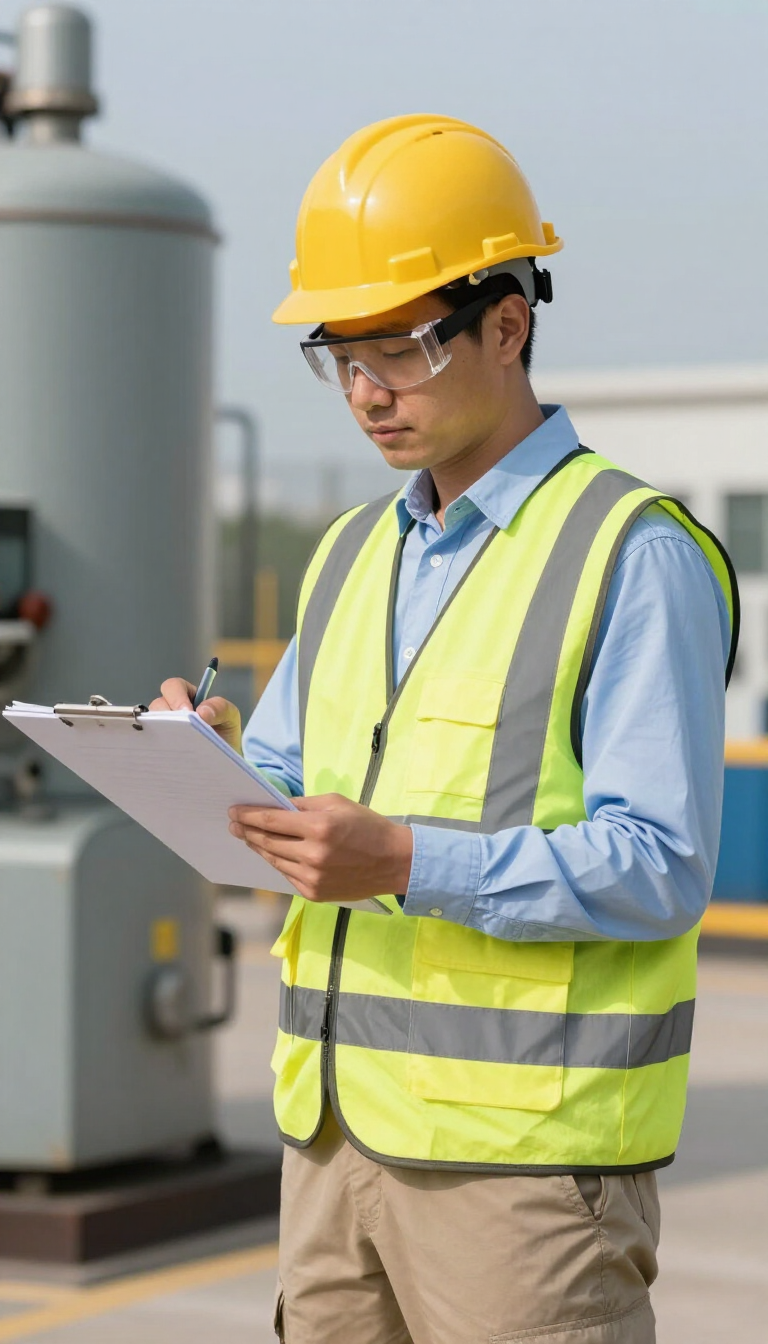 Equipe analisando checklist de segurança em campo