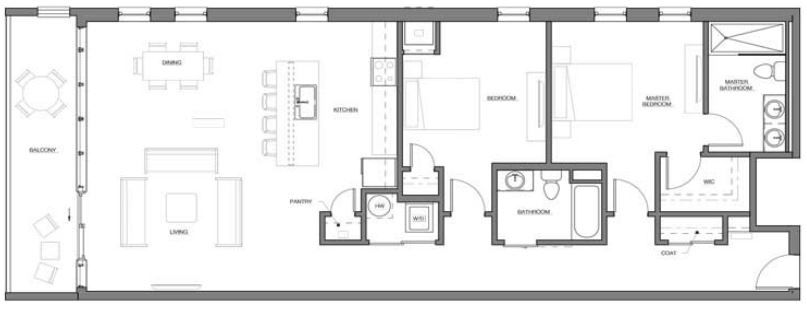 A black and white floor plan of a house.