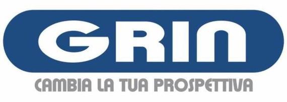 A blue and white logo for grin cambia la tua prospettiva