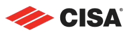 Un primo piano del logo cisa su uno sfondo bianco