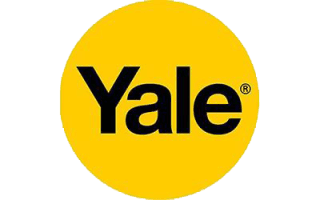 Il logo di Yale è racchiuso in un cerchio giallo su sfondo bianco.