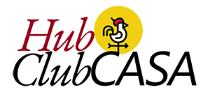 Um logotipo para o portal club casa com um galo nele