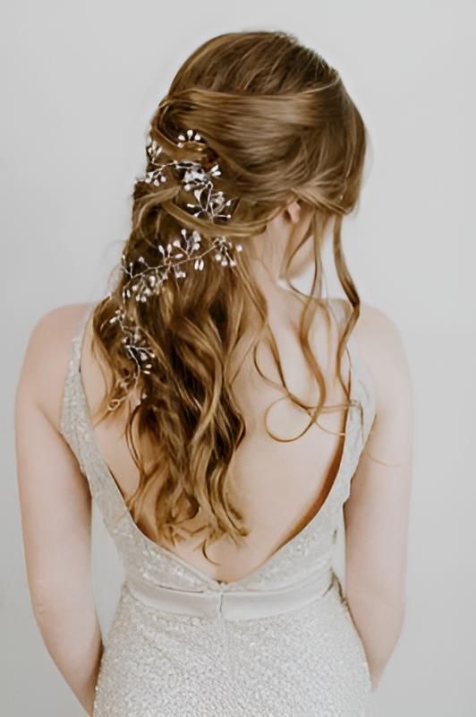 A Woman in a White Dress Has Her Hair in a Half Up Half Down Hairstyle — Strut Hair & Beauty In Maroochydore, QLD