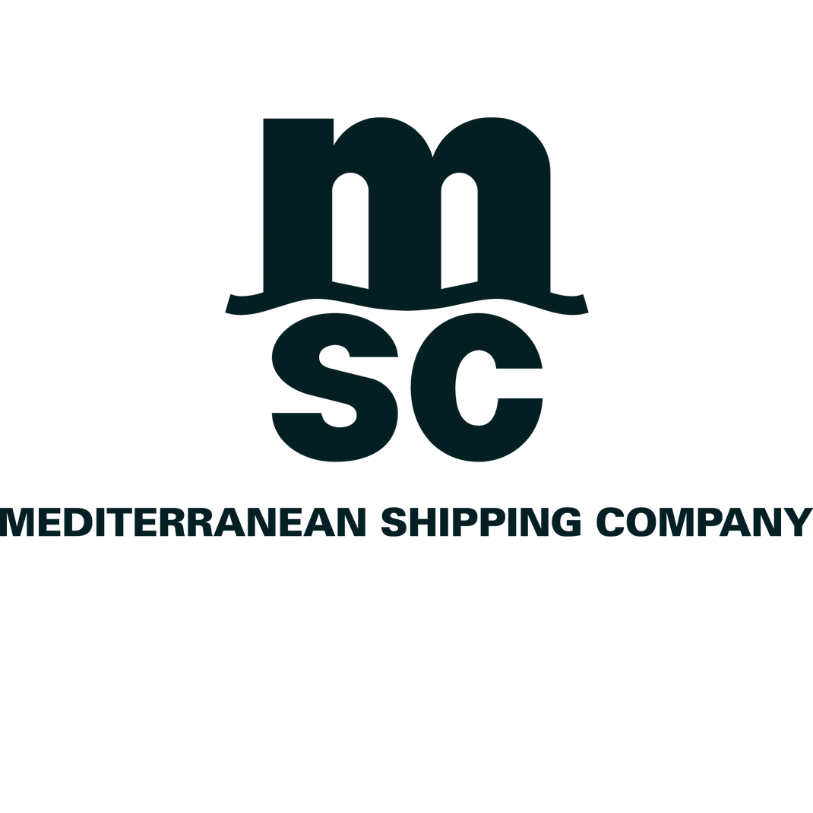 O logotipo da Mediterranean Shipping Company é preto e branco