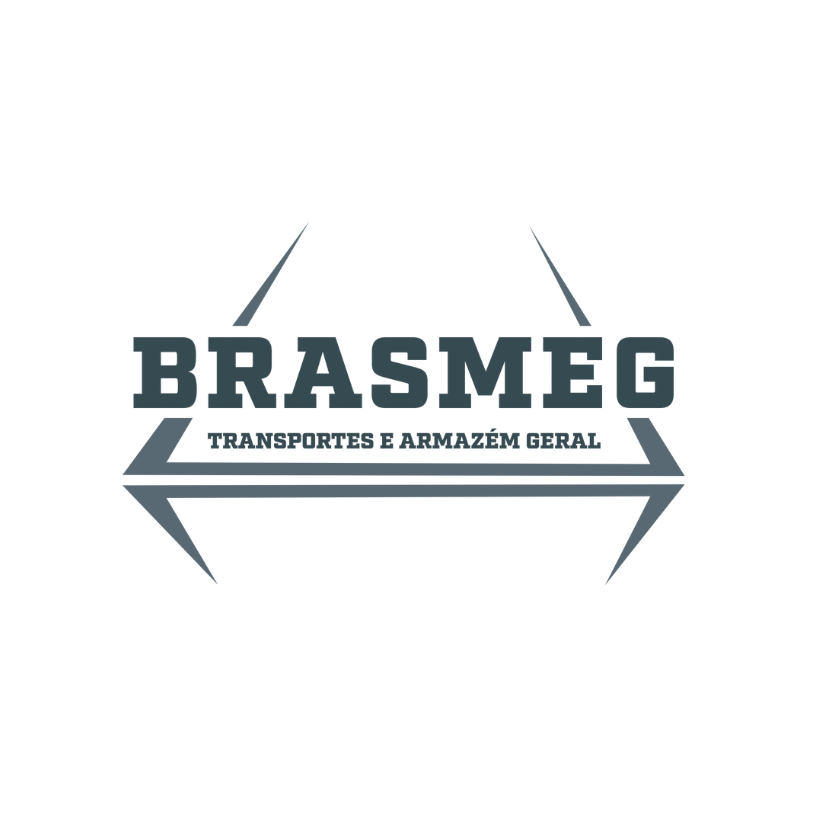 A logo for brasmeg transports e armazem geral