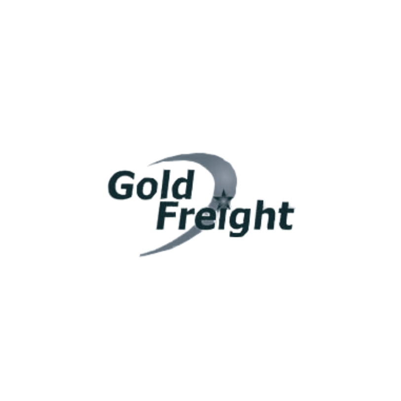 O logotipo de frete dourado está em um fundo branco.