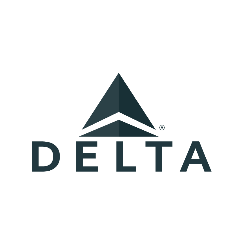 O logotipo da Delta é um triângulo com uma seta apontando para cima.