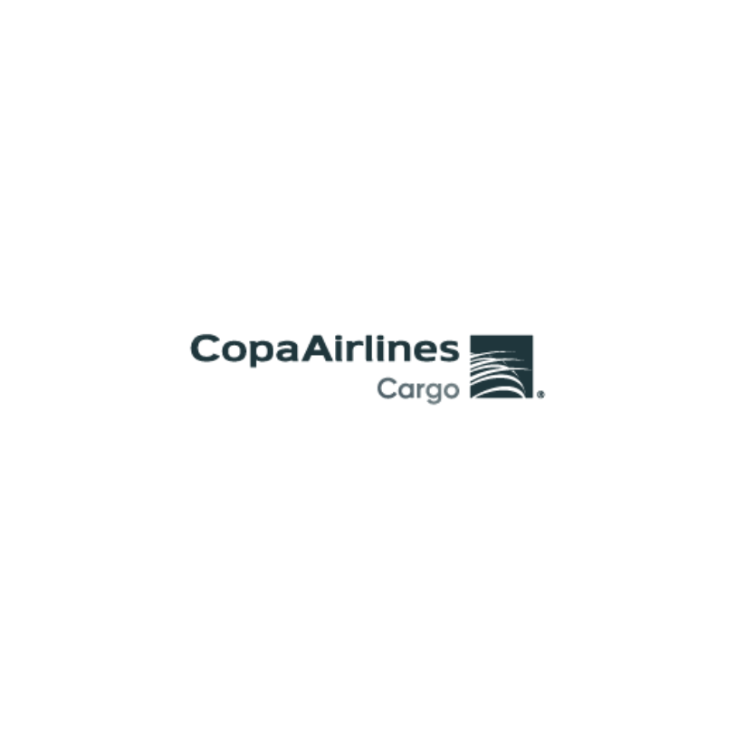 O logotipo da copa airlines cargo está em um fundo branco.