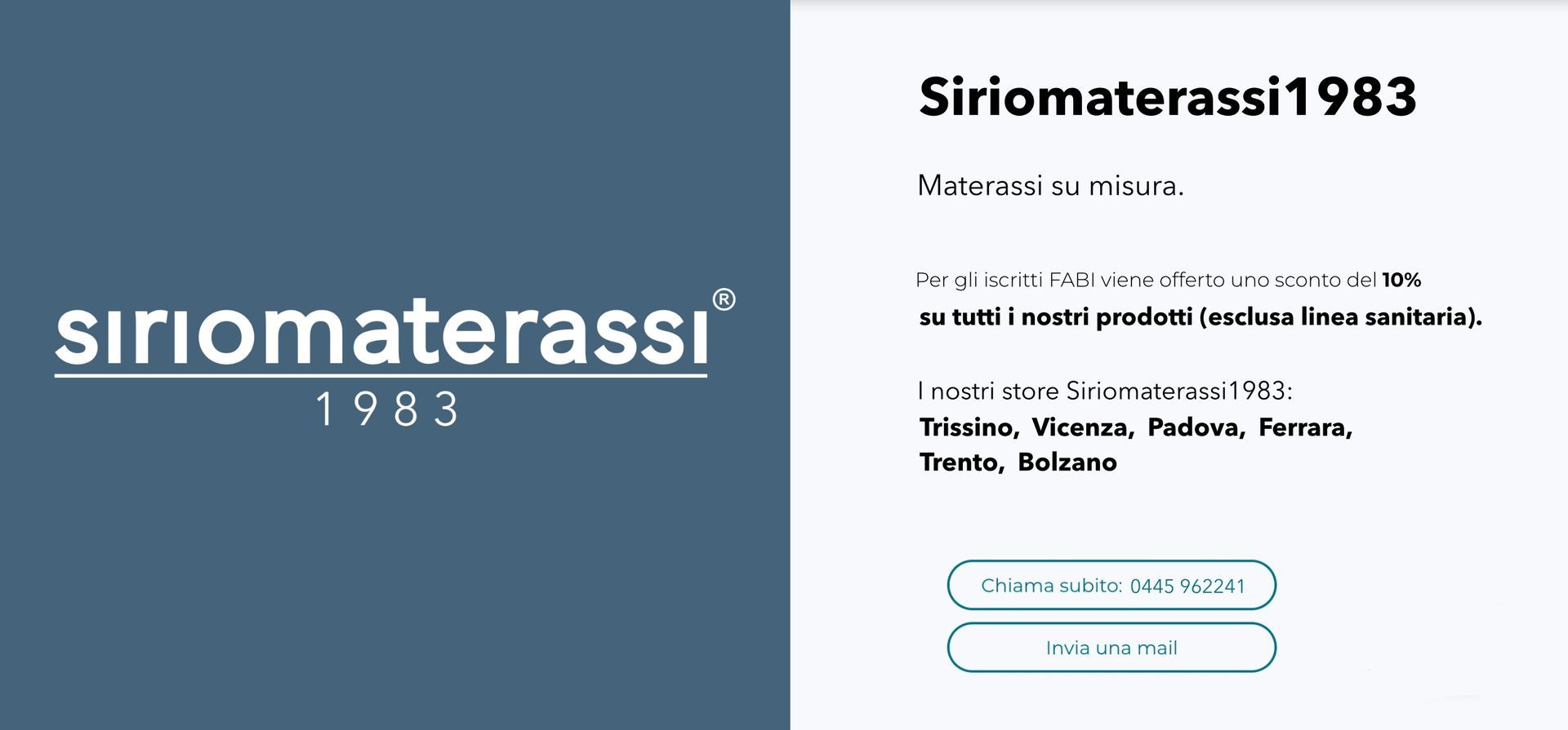 Un logo blu e bianco per siriomaterasi 1983