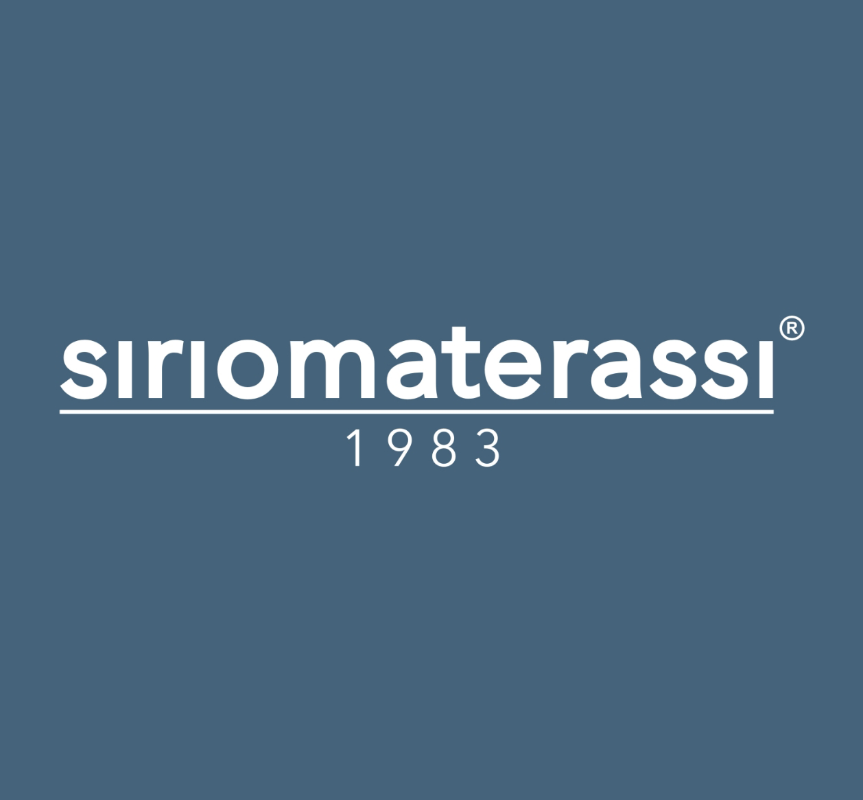Un logo per siriomaterasi 1983 su sfondo blu