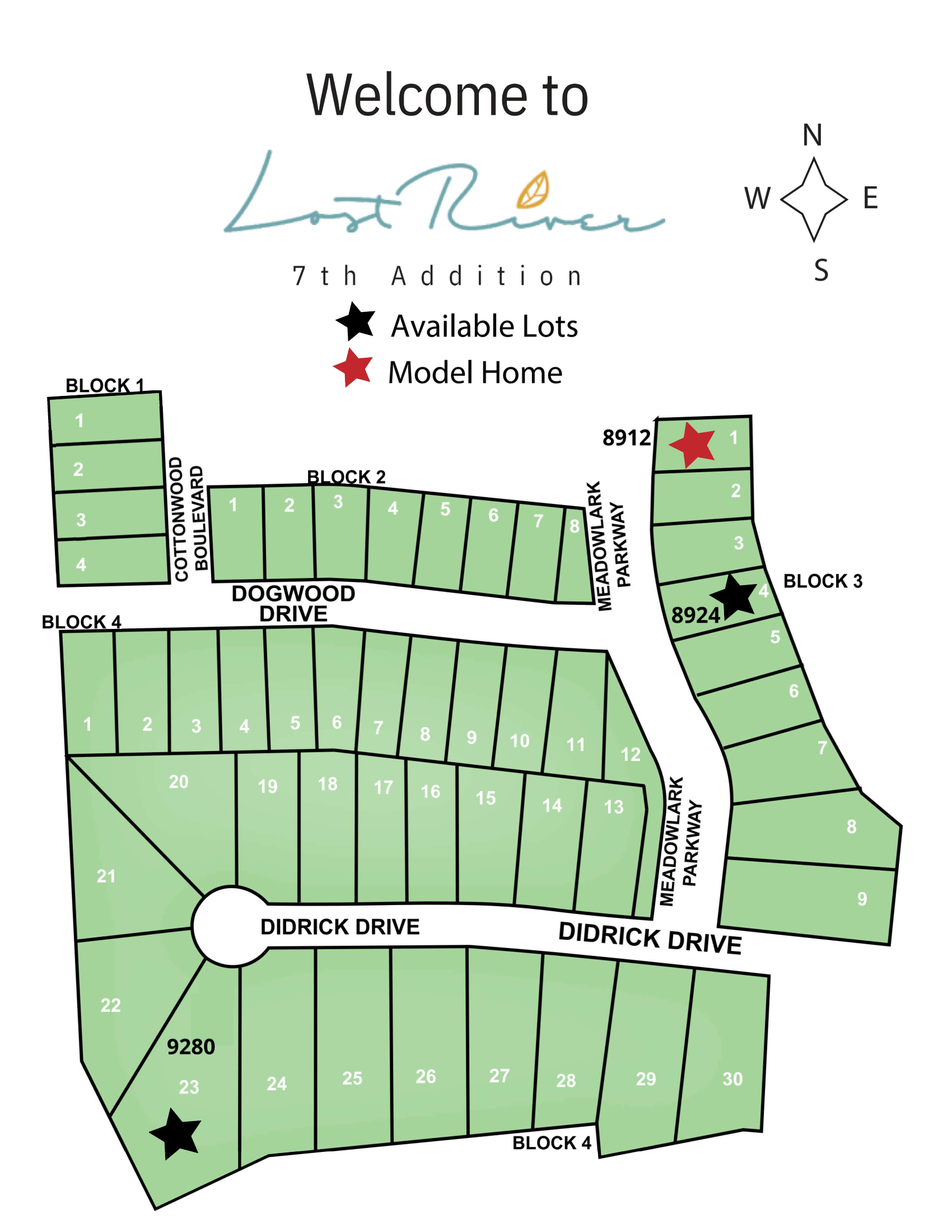 Welcome to The Retreat at Hidden Cove lot map with streets and available lots