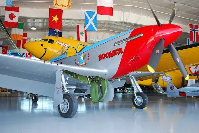 The Fargo Air Museum A red and silver P-51 Mustang named
