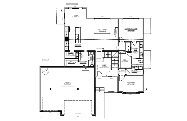 Floor plan of a house, detailing rooms, walls, and dimensions.