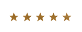 Five gold stars in a row on a white background