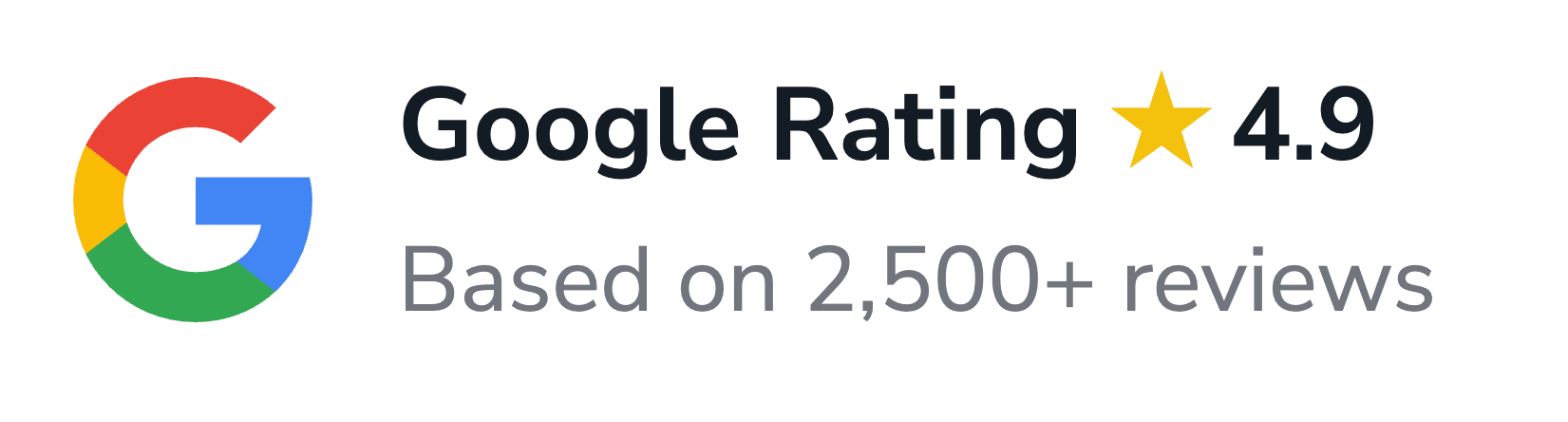 A google rating of 4.9 is based on 2,500+ reviews.