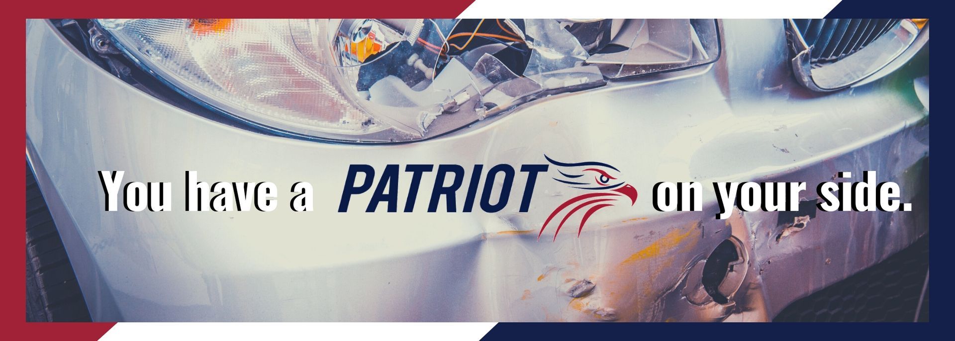 A damaged car bumper with the text