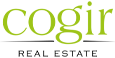 Logo de Cogir Immobilier en lettres vertes. Le mot « immobilier » est inscrit en dessous en noir.