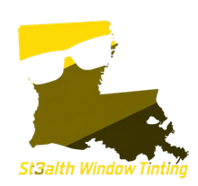 Stealth Window Tinting logo with yellow and olive-tinted state silhouette