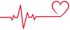 A heartbeat line with a heart in the middle on a white background.