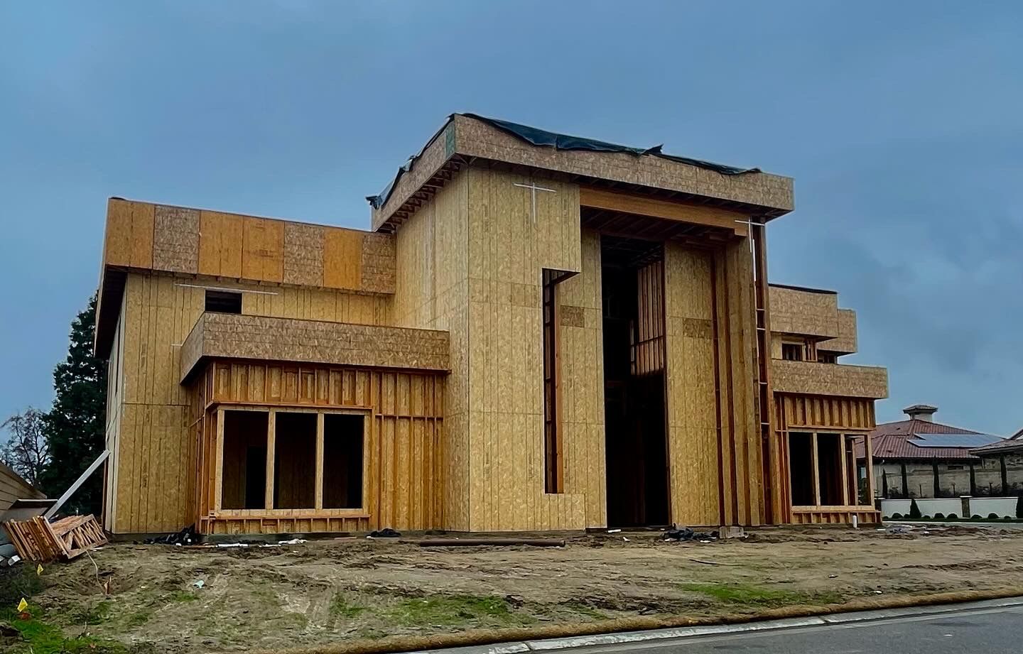 Wood framing of a custom home 