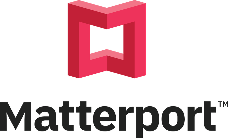 Logo for Matterport: Red, stylized 