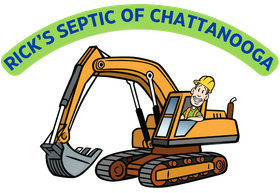 Rick’s Septic of Chattanooga logo with orange excavator and blue-green text