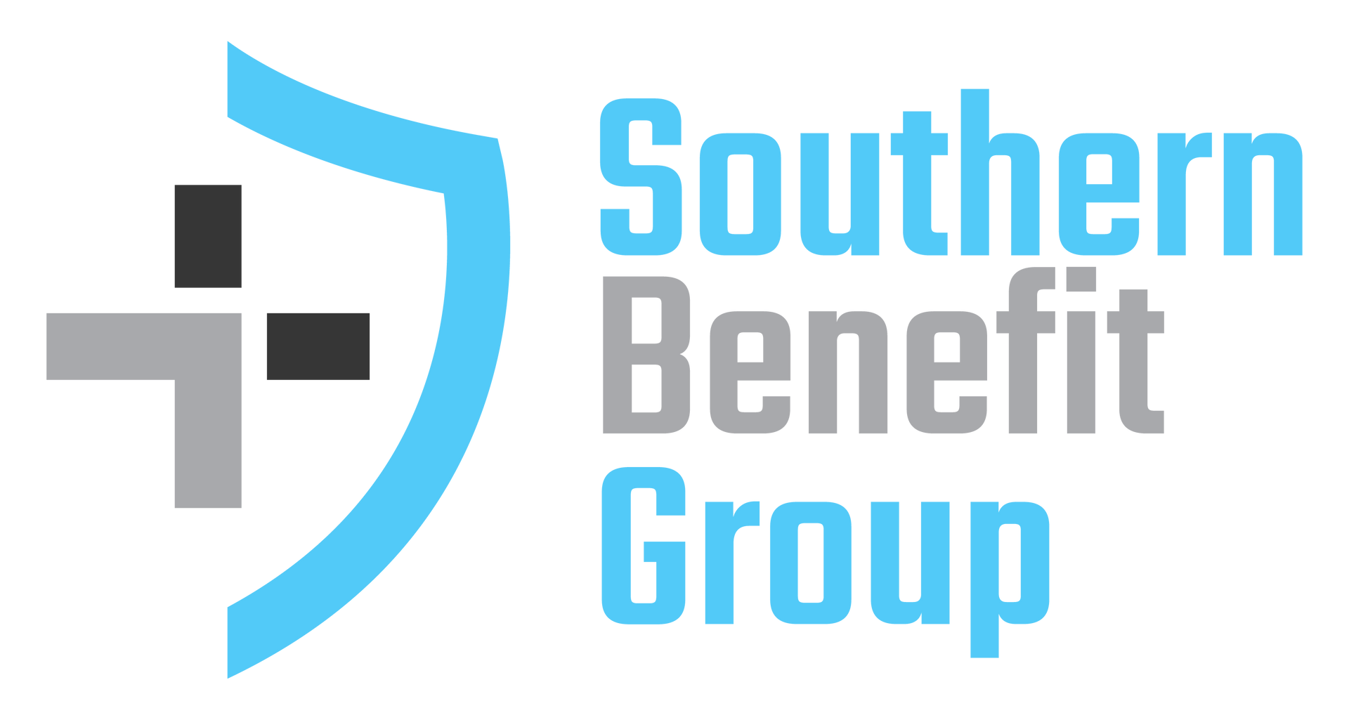 The logo for the southern benefit group is blue and gray.
